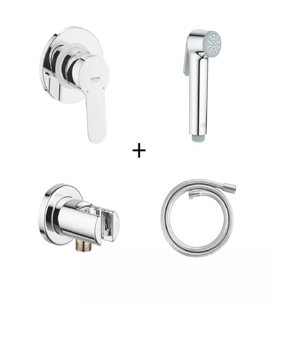 Set dus igiena intima Grohe Trigger Spray, cu baterie incastrata si furtun, crom - 125072