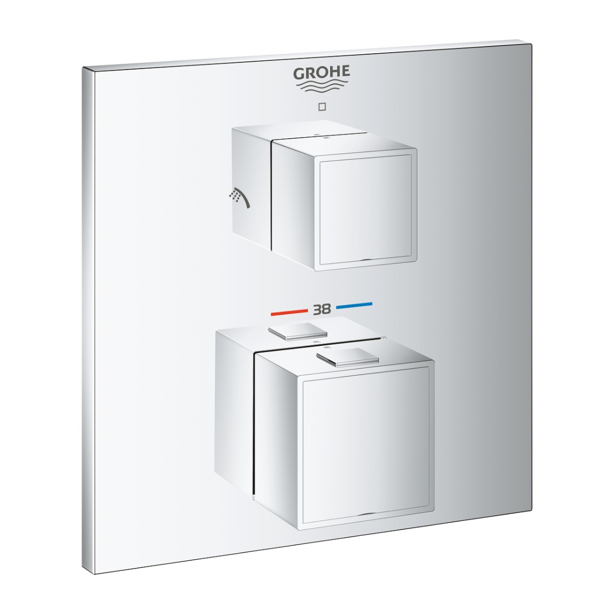 Baterie dus termostatata Grohe Grohtherm Cube, montaj incastrat, 2 iesiri, crom - 24154000