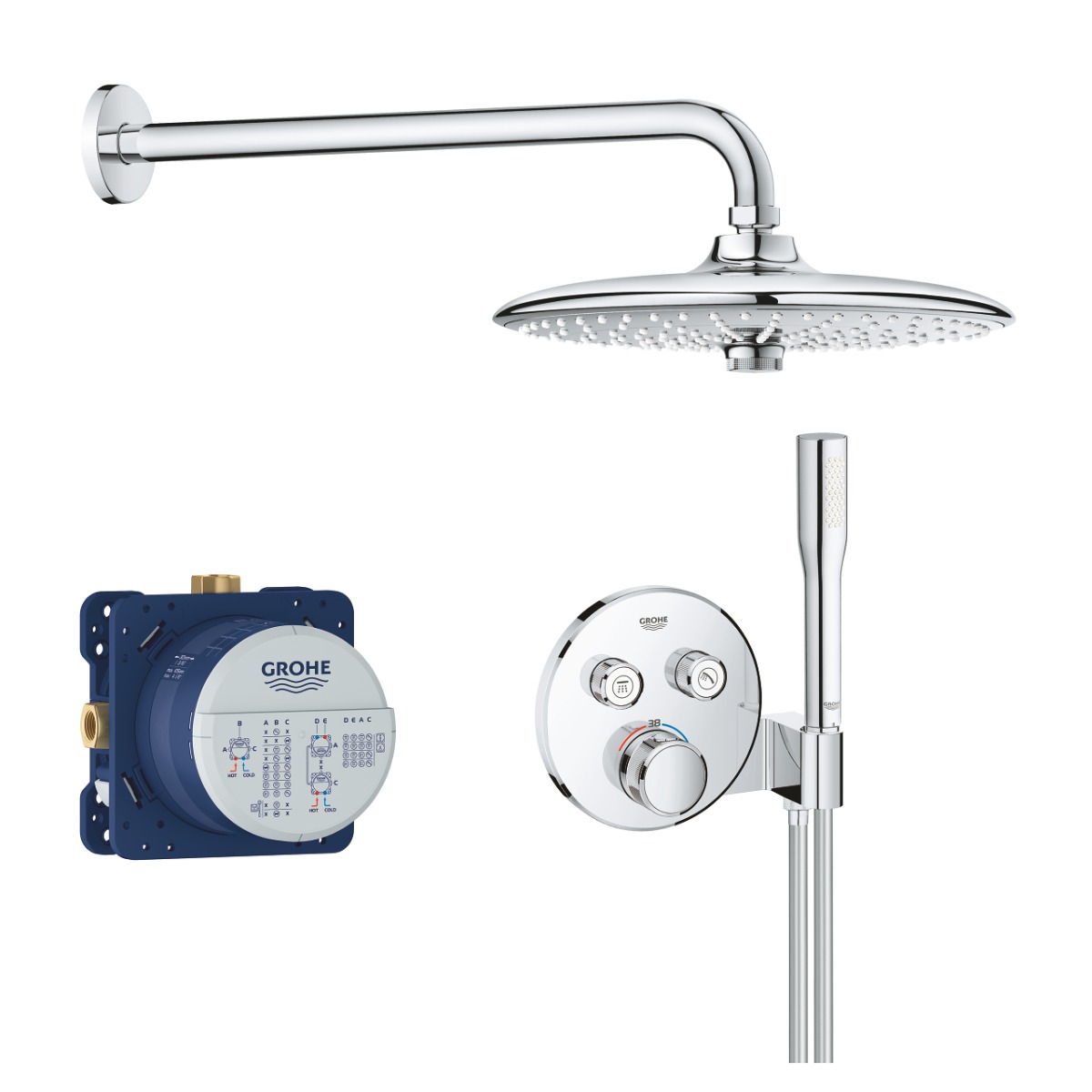 Sistem de dus Grohe Grohtherm SmartControl Euphoria 260, incastrat, termostat, crom - 34744000