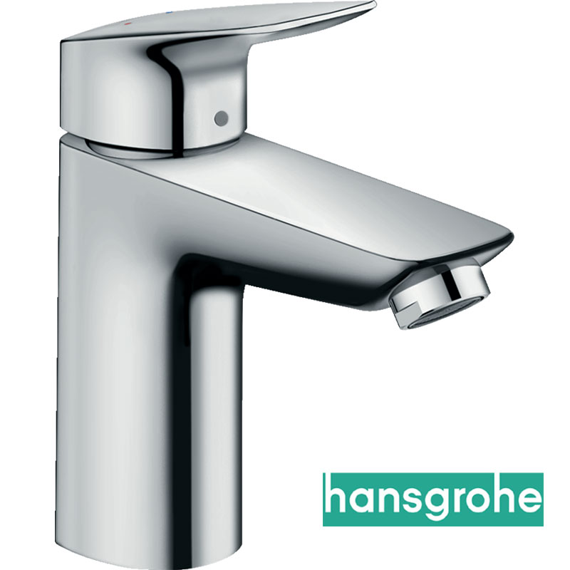 Baterie baie lavoar Hansgrohe Logis 100, furtune flexibile, crom, cartus ceramic - 71100000