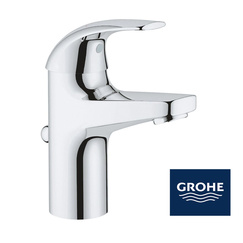 Baterie lavoar Grohe Start Curve, monocomanda, cartus ceramic, set evacuare cu tija, marimea S, Crom-23805000